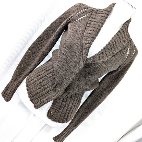 THE GAP! MOCHA MOHAIR BLEND HIDDEN SNAP FRONT BIG LAPEL CARDI SWEATER! SZ XS - Picture 1 of 8